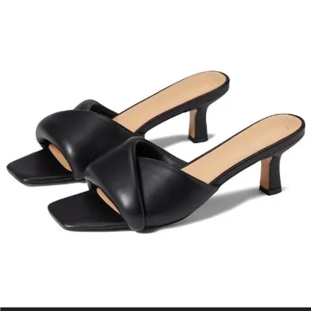 Abercrombie & Fitch Black Scrunch-Style Kitten Heel Slides